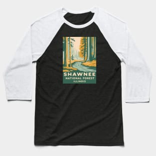 Shawnee National Forest Retro Travel Poster Baseball T-Shirt